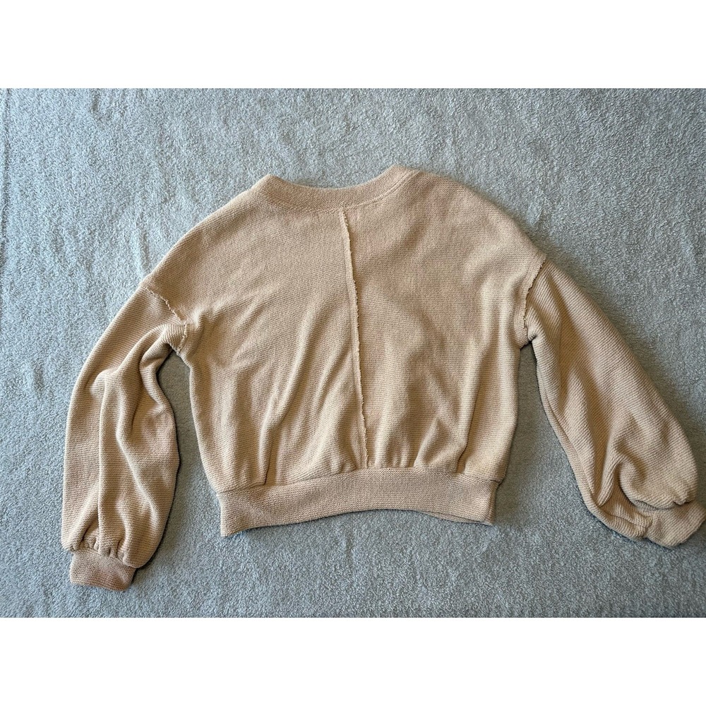 Woman's‎ Free People Beach Happy Pullover Sweatshirt Beige Size Large - Picture 7 of 14